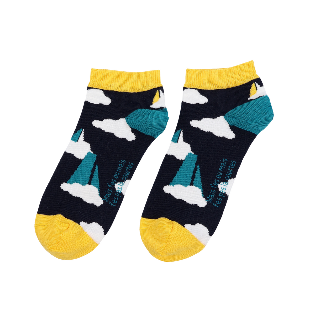 mais t'es où mais t'es pas là courtes chaussettes fantaisie coton bio josette & tic packshot