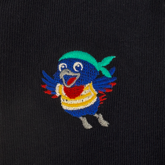 vol au dessus d'un nid de frégate chaussettes fantaisie coton bio josette & tic détail broderie