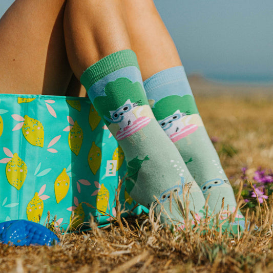 chat baigne chaussettes fantaisie coton bio josette & tic