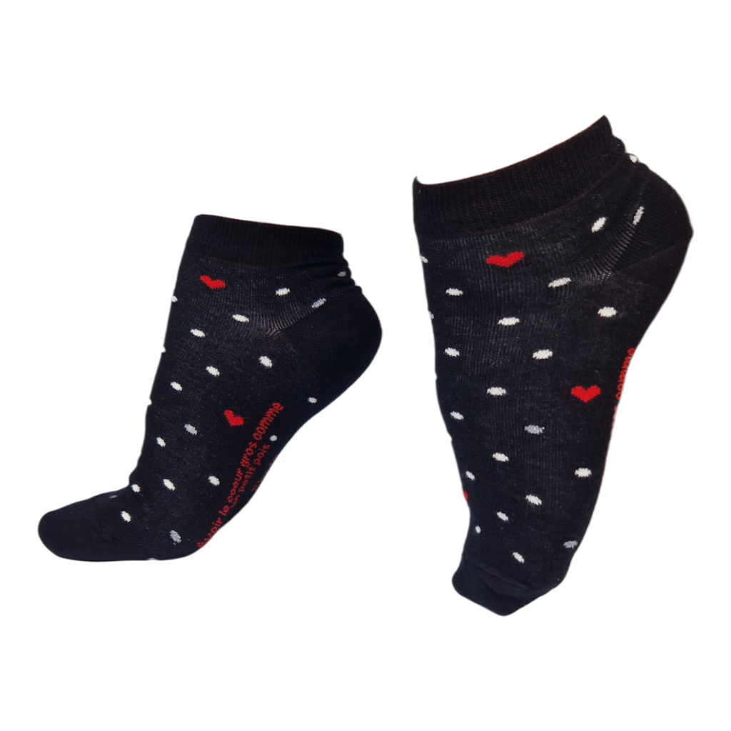 Chaussettes fantaisie AVOIR LE COEUR GROS COMME UN PETIT POIS COURTES Coton bio 1