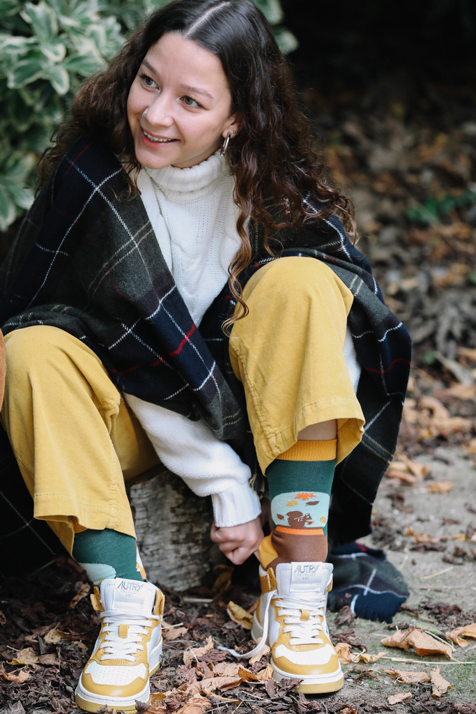Chaussettes fantaisie BOULE À FEUILLES Coton bio 2