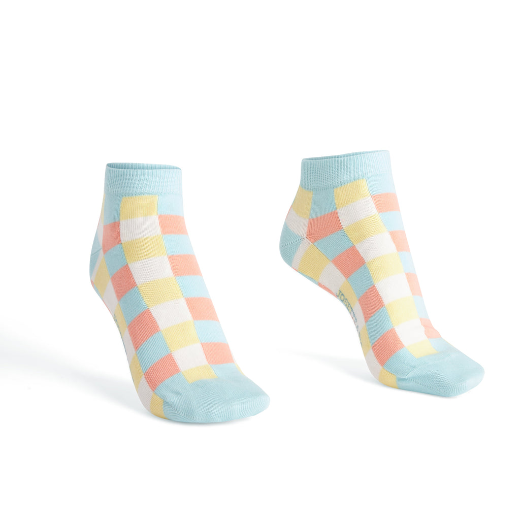 Chaussettes fantaisie CARREAUX COUP DE SOLEIL COURTES Coton bio 1