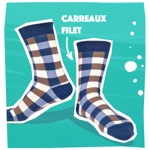 Chaussettes fantaisie CARREAUX FILET Coton bio 2
