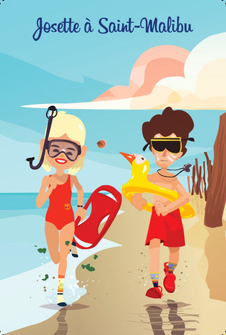 Chaussettes fantaisie Carte postale - Josette à Saint-Malibu Coton bio 1