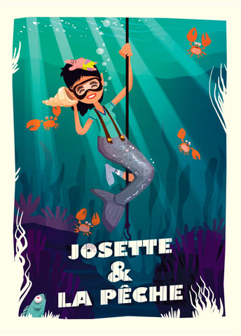 Chaussettes fantaisie Carte postale - Josette & la pêche Coton bio 1