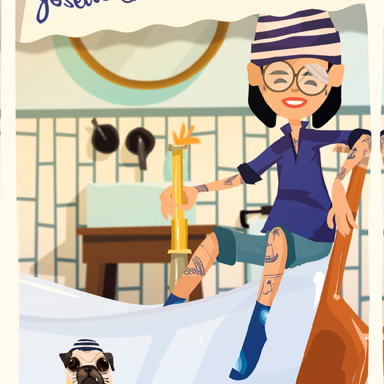 Chaussettes fantaisie Carte postale - Josette & la route du rhum Coton bio 1