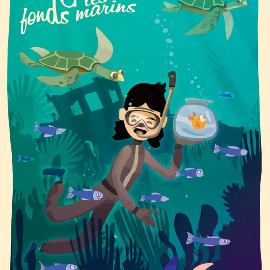 Chaussettes fantaisie Carte postale - Josette & les fonds marins Coton bio 1