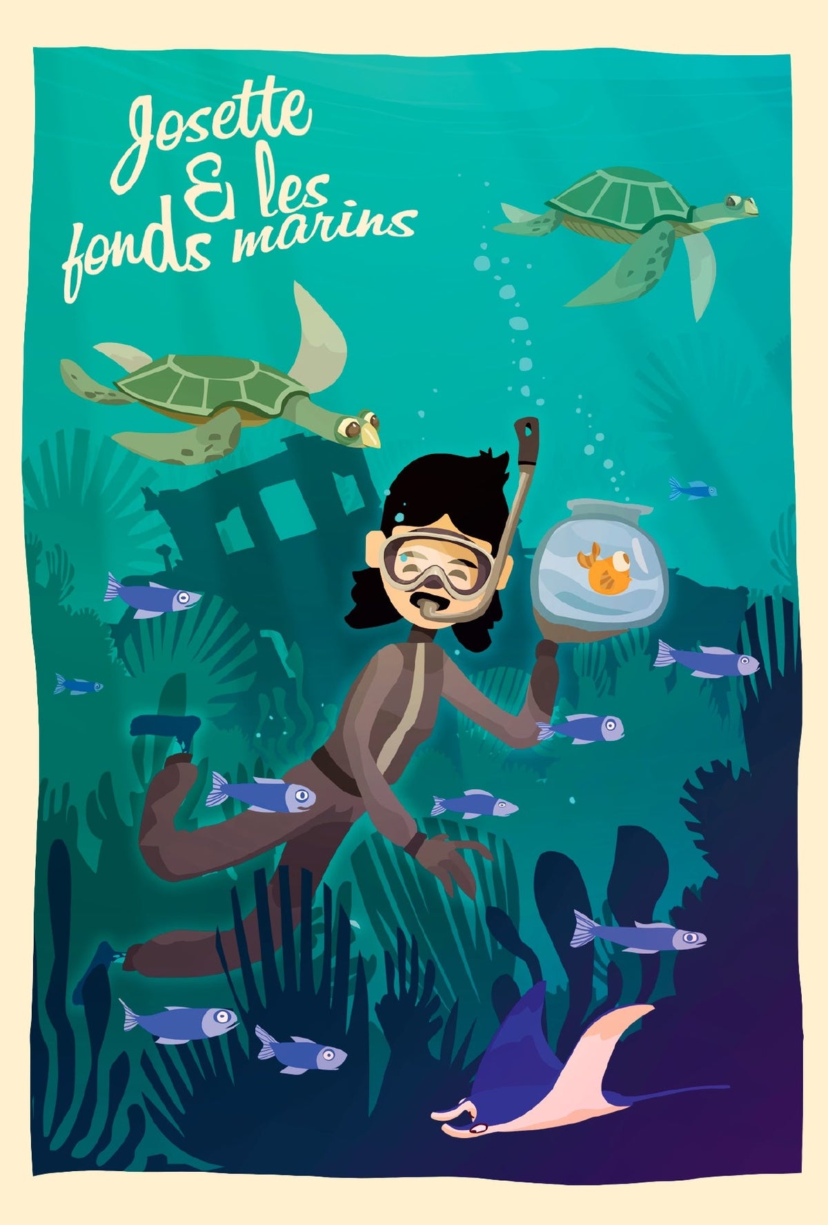 Chaussettes fantaisie Carte postale - Josette & les fonds marins Coton bio 1