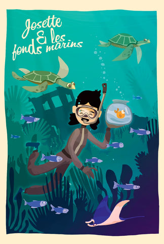 Chaussettes fantaisie Carte postale - Josette & les fonds marins Coton bio 1