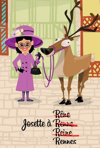 Chaussettes fantaisie Carte postale - Josette & Rennes Coton bio 1