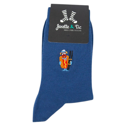 Chaussettes fantaisie COLD DOG Bleu Coton bio 2