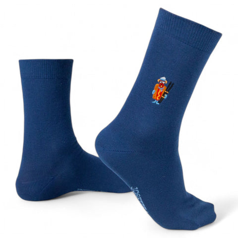 Chaussettes fantaisie COLD DOG Bleu Coton bio 1