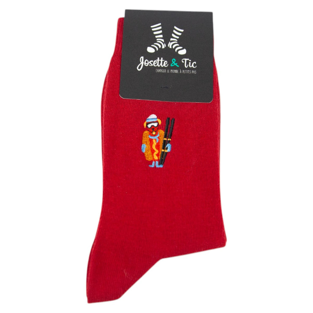 Chaussettes fantaisie COLD DOG Bordeaux Coton bio 2