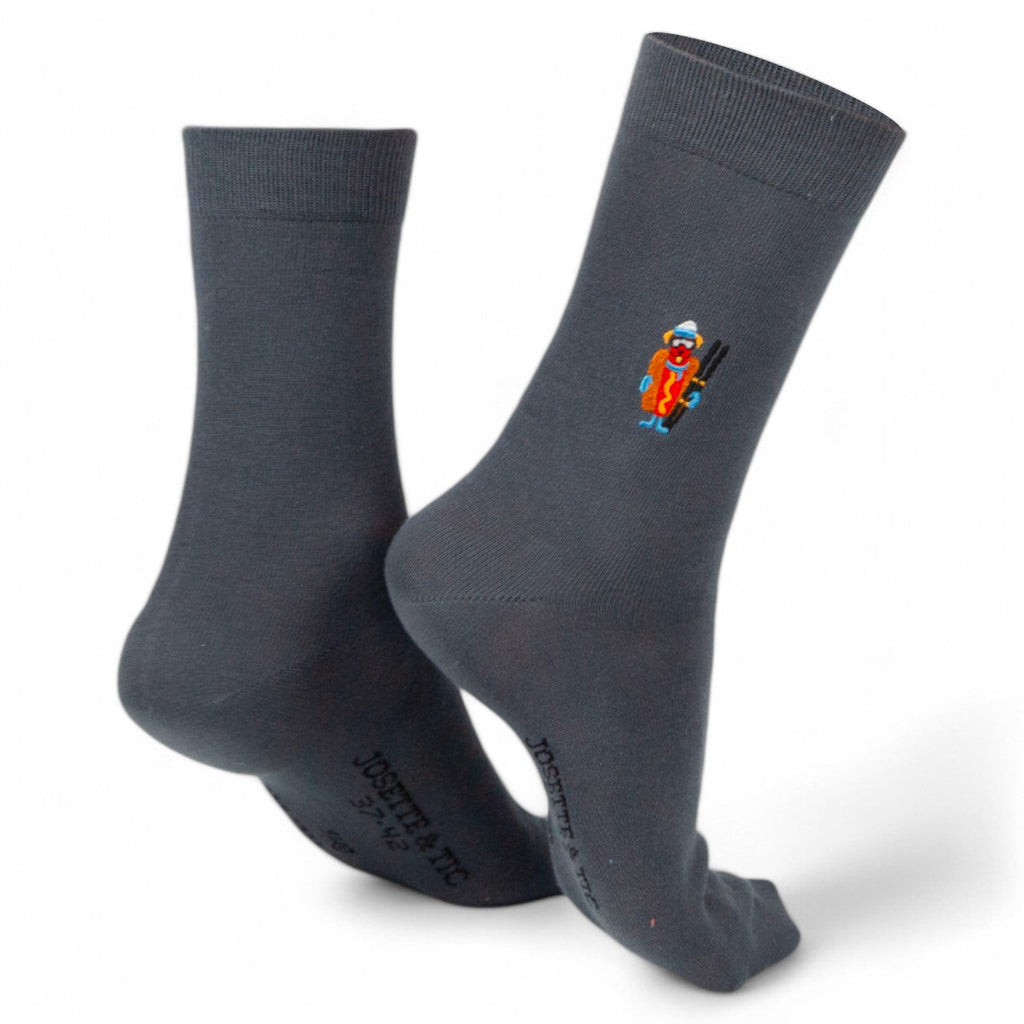 Chaussettes fantaisie COLD DOG Gris Coton bio 1