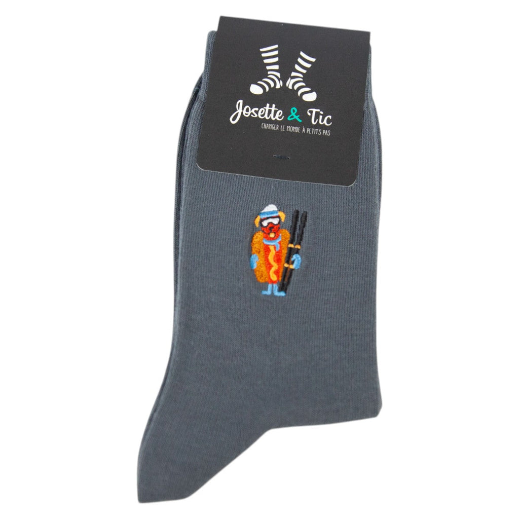 Chaussettes fantaisie COLD DOG Gris Coton bio 2