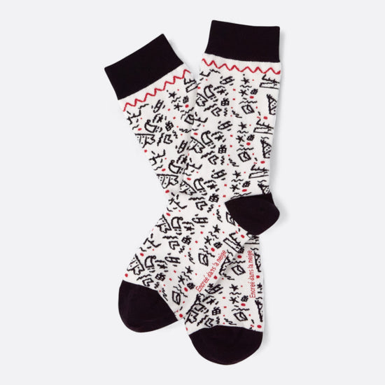 Chaussettes fantaisie ENCREE DANS LA NEIGE Coton bio 1