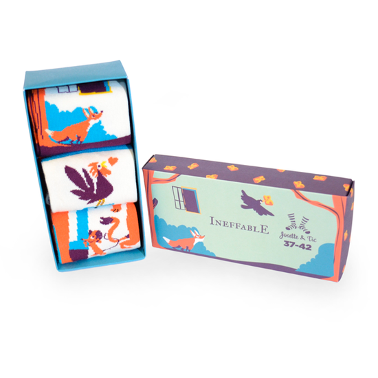 Chaussettes fantaisie INEFFABLE - coffret Fables de la Fontaine Coton bio 1
