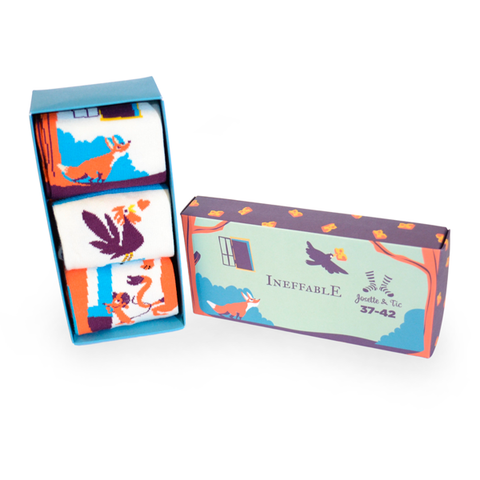 Chaussettes fantaisie INEFFABLE - coffret Fables de la Fontaine Coton bio 1