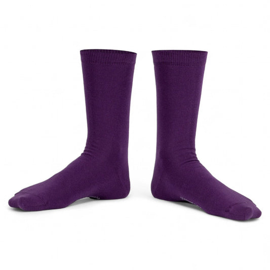 Chaussettes fantaisie ON N’EST PAS SORTI DE L’AUBERGINE Coton bio 1