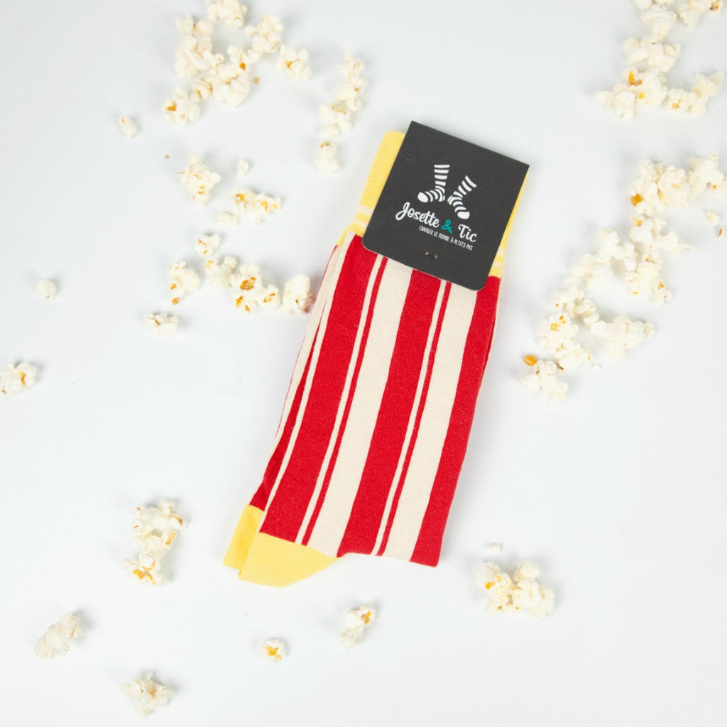 Chaussettes fantaisie QUI VEUT DU POP CORN ? Coton bio 2