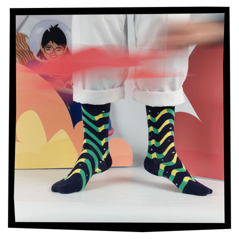 Chaussettes fantaisie SUR LA MÊME LONGUEUR D’ONDES Coton bio 3