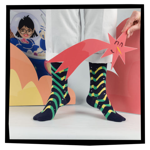 Chaussettes fantaisie SUR LA MÊME LONGUEUR D’ONDES Coton bio 5
