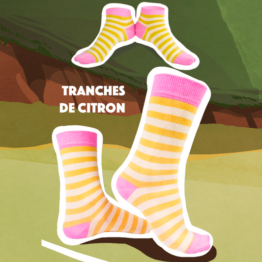 Chaussettes fantaisie TRANCHES DE CITRON COURTES Coton bio 2
