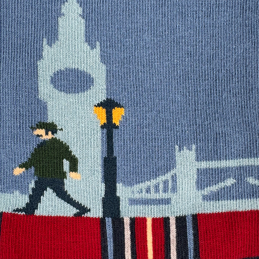 chaussettes fantaisie coton bio josette & tic london calling détail maille