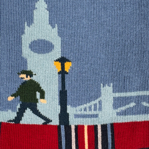 chaussettes fantaisie coton bio josette & tic london calling détail maille