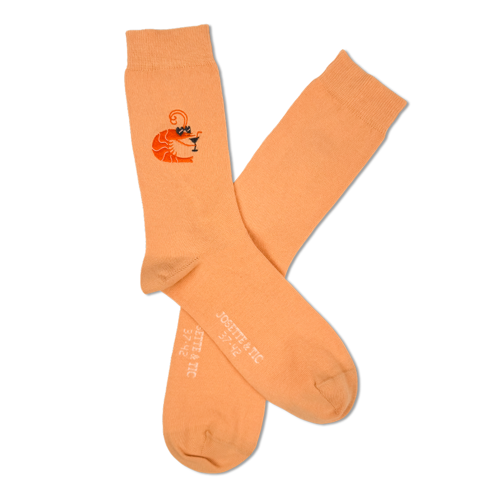 crevette cocktail packshot chaussettes fantaisie coton bio josette & tic